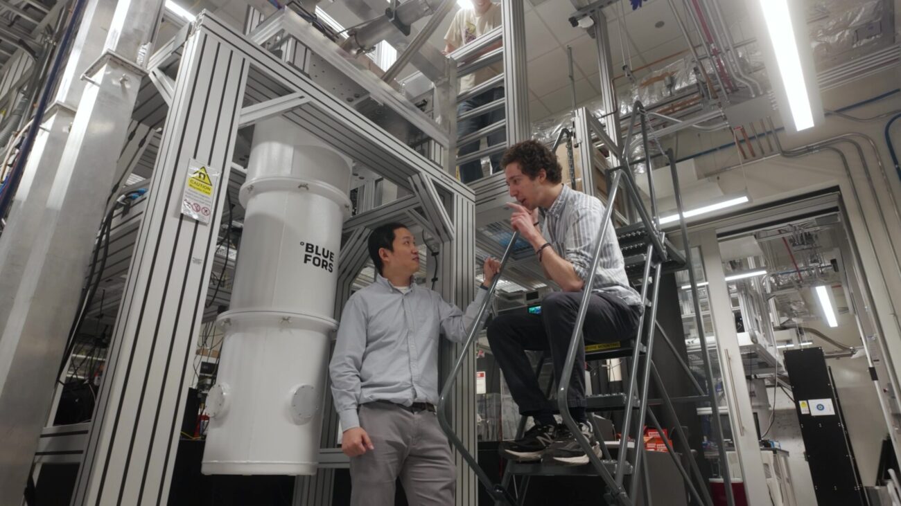 Dilution refrigerator and measurement infrastructure at the Zhong Lab.
