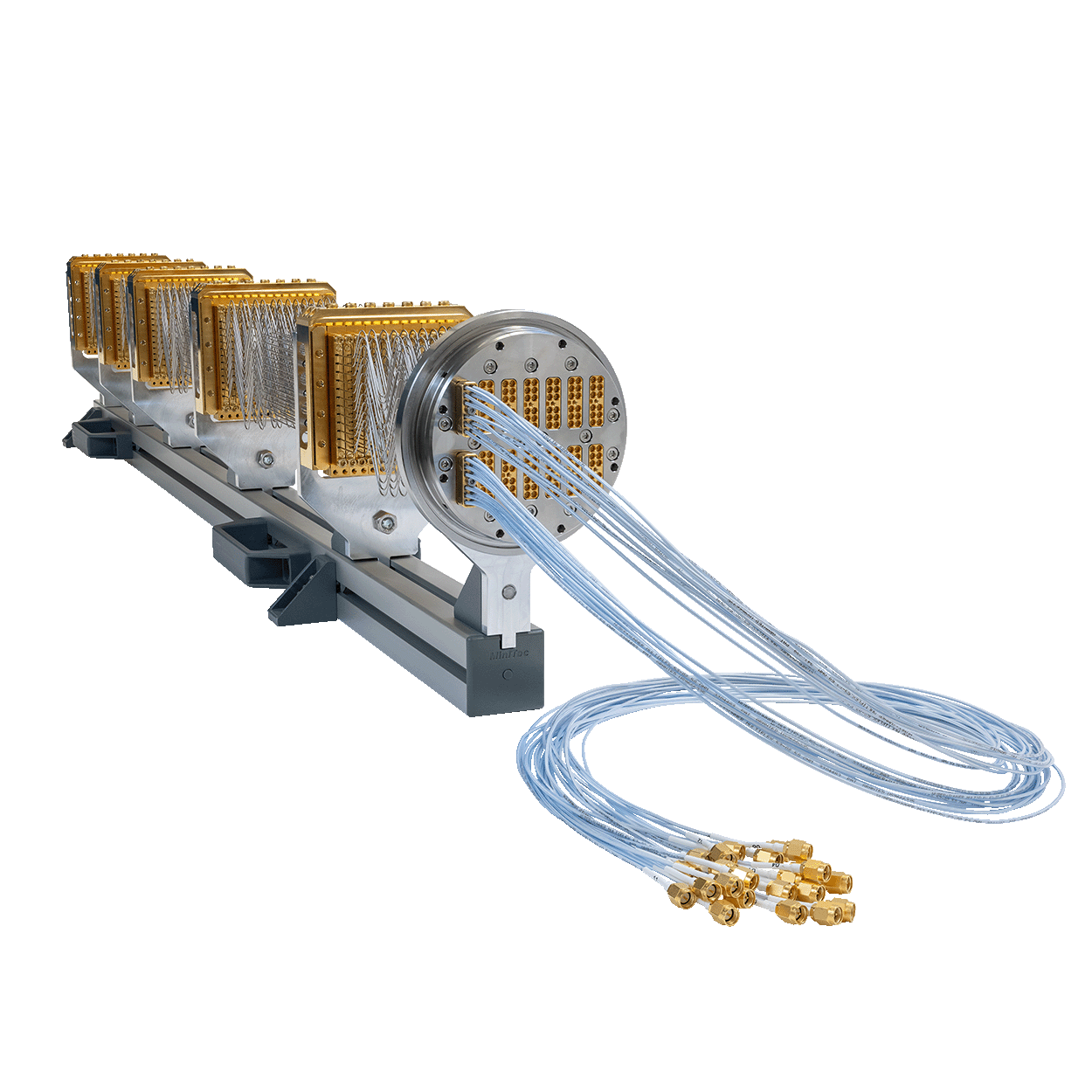 Bluefors High-Density Wiring with Huber-Suhner Connectors