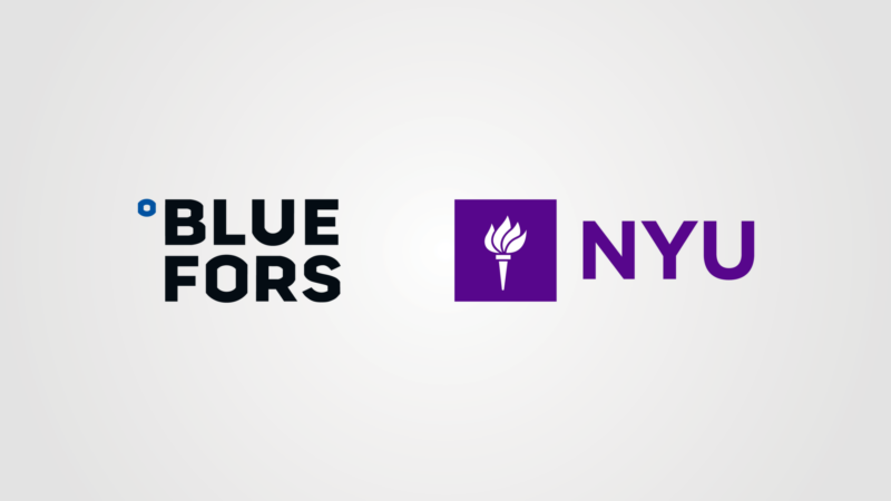 Bluefors and NYU logos