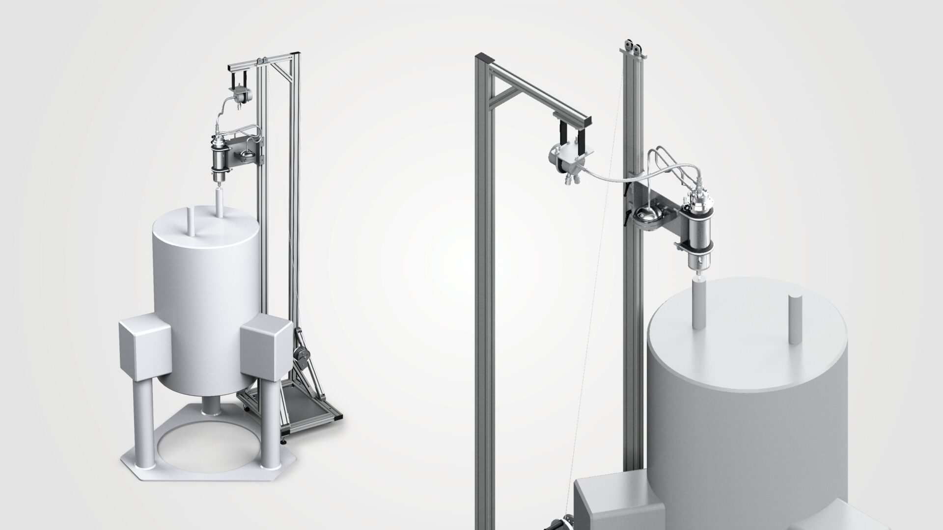Render of the Cryomech HeRL01-RM installed in a fill port of an NMR system