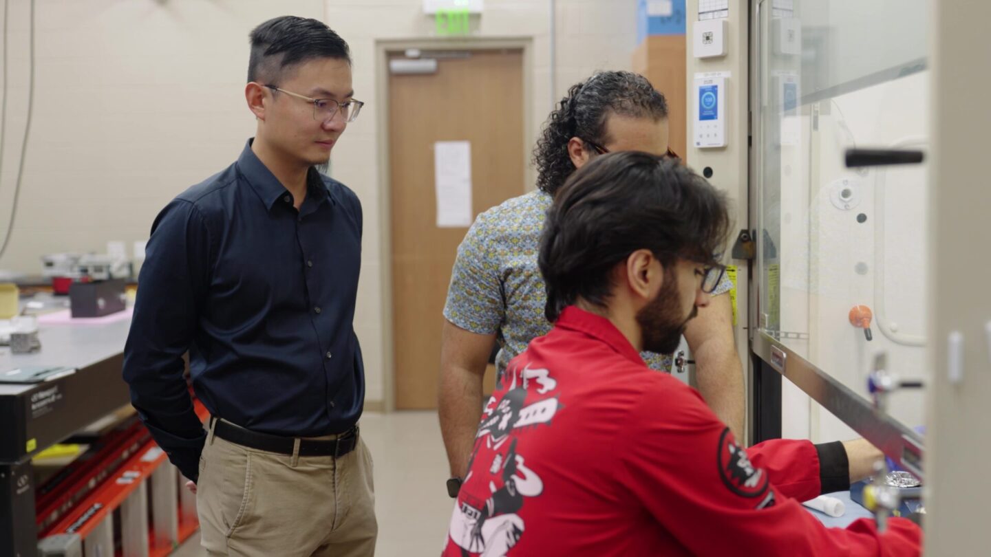 Assistant Professor Jing Xu and EQMag Lab team members working.