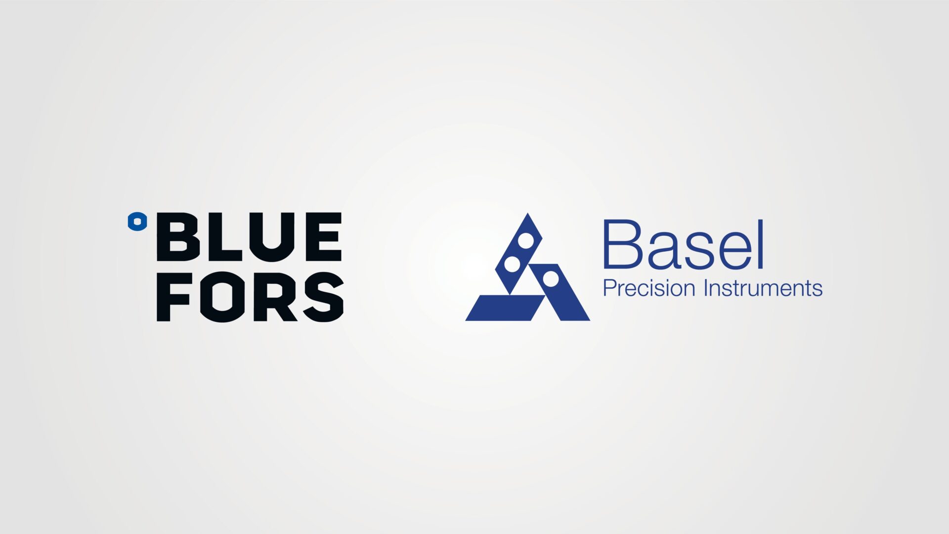 Bluefors and Basel Precision Instruments logos on light grey background.